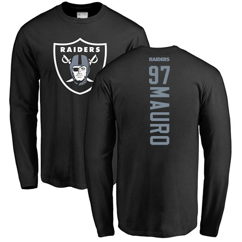 Men Oakland Raiders Black Josh Mauro Backer NFL Football #97 Long Sleeve T Shirt